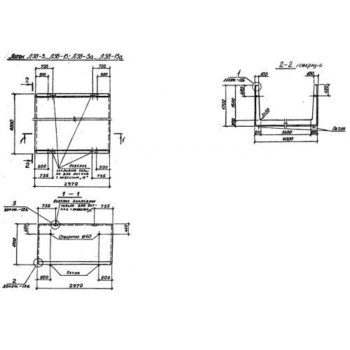 Лоток железобетонный Л 38-11 a Серия 3.006.1-2/87 Выпуск 1